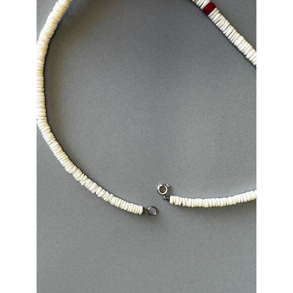 Vintage Spiny Oyster Shell Heishi Necklace Red Accents 16 Inches Southwestern - Picture 6 of 7